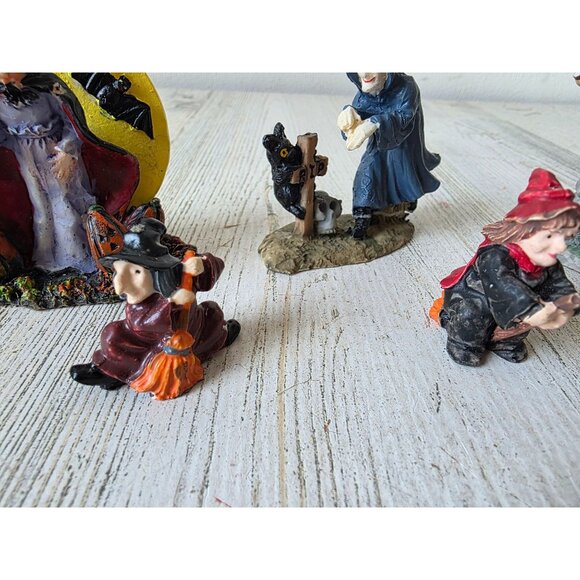 witch Halloween village Moon cat people accessory decor broom set lot - Picture 3 of 7